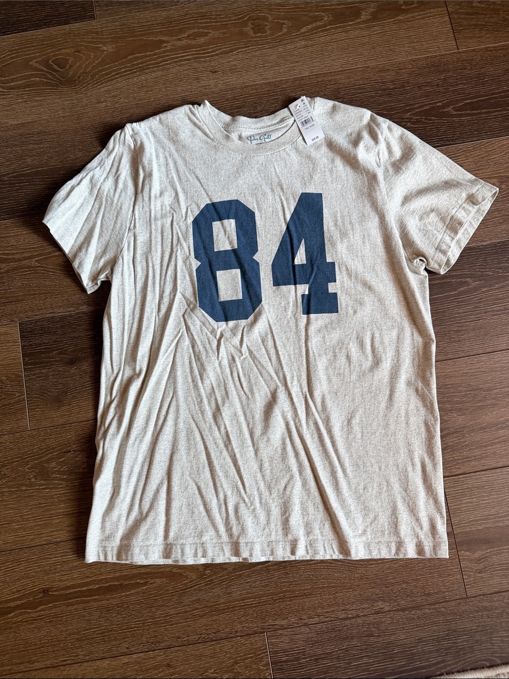 Brandy Melville Cream Tee with Navy '84' Graphic